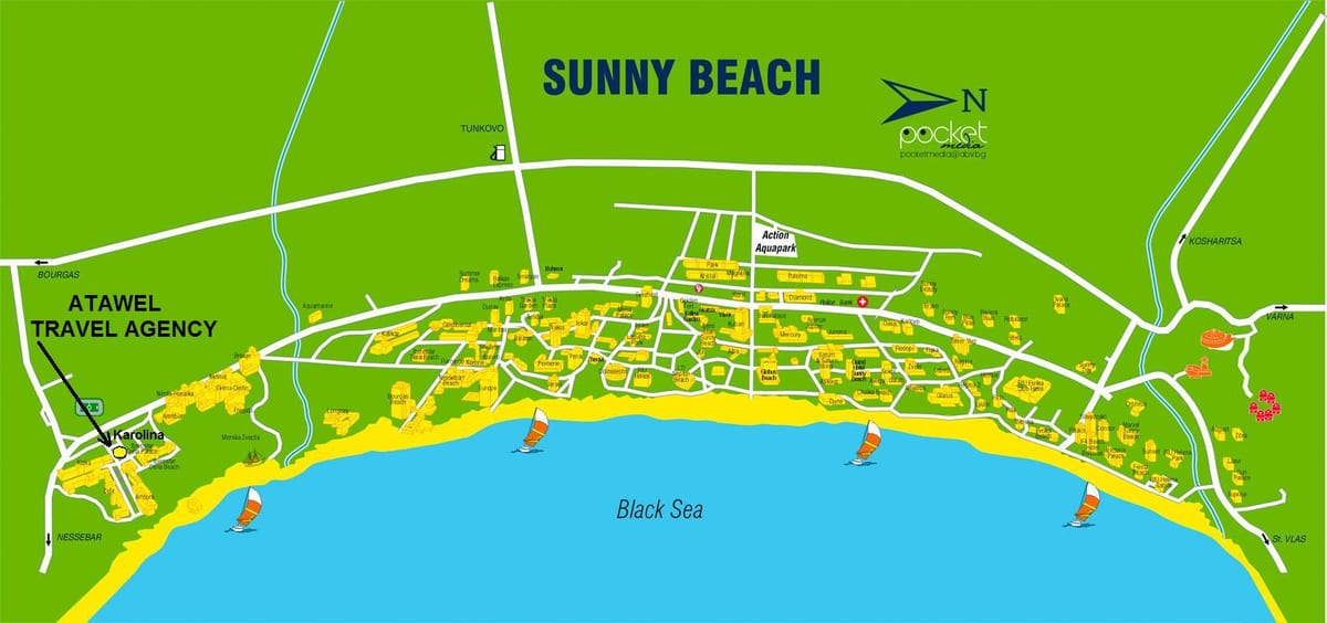 지도 sunny beach 불가리아