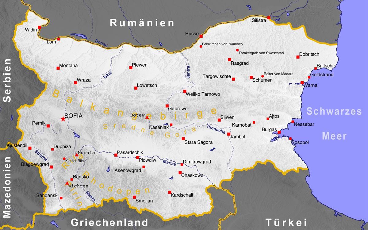 불가리아 도시 지도